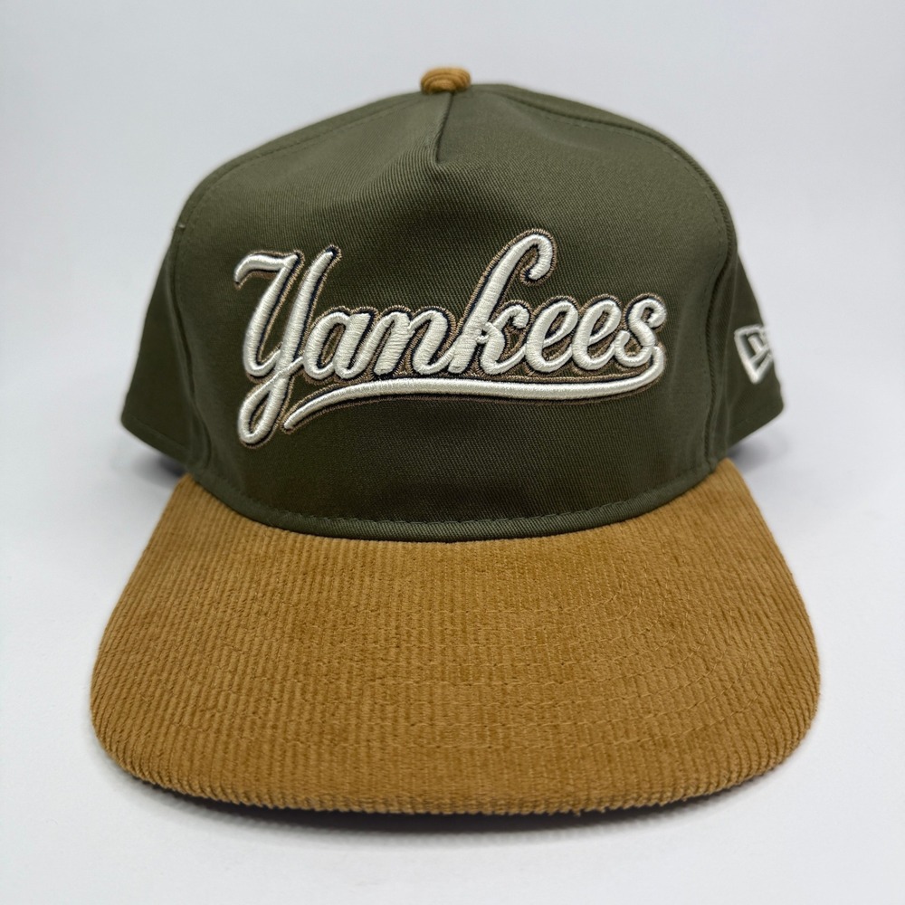 New York Yankees New Era Snapback Hat Mens Green Brown Corduroy Brim Cooperstown